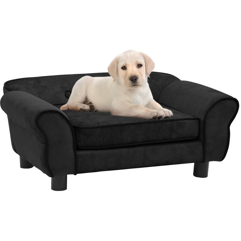 

BHD - Sofá para perros felpa negro 72x45x30 cm
