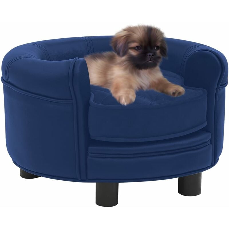 

BHD - Sofá para perros felpa y cuero sintético azul 48x48x32 cm