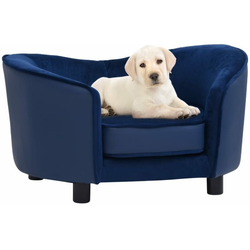 

BHD - Sofá para perros felpa y cuero sintético azul 69x49x40 cm