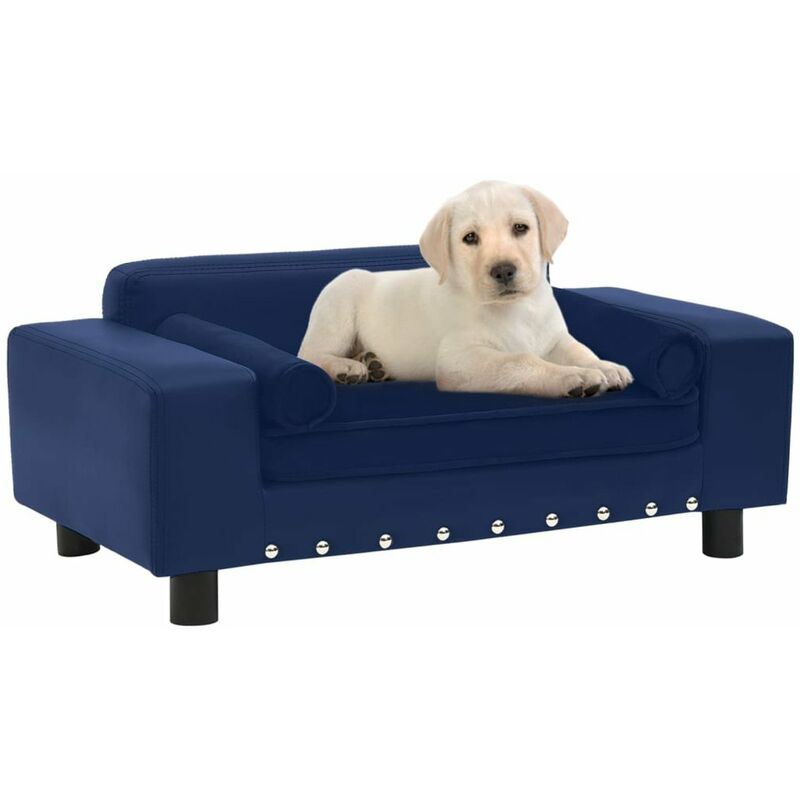

Sofa para perros felpa y cuero sintetico azul 81x43x31 cm