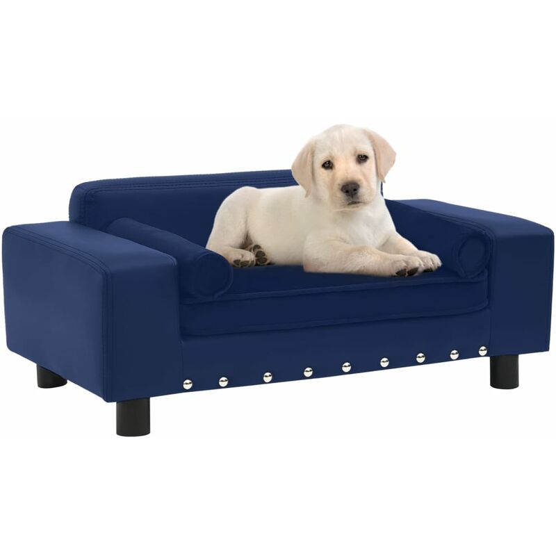 

BHD - Sofá para perros felpa y cuero sintético azul 81x43x31 cm