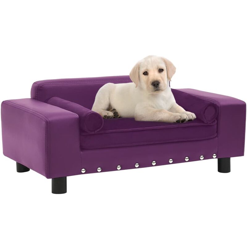 

BHD - Sofá para perros felpa y cuero sintético burdeos 81x43x31 cm
