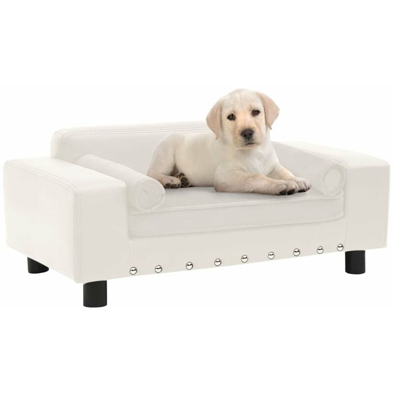 

Sofa para perros felpa y cuero sintetico color crema 81x43x31cm