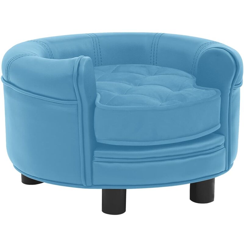

vidaXL Sofá para perros felpa y cuero sintético turquesa 48x48x32 cm - Turquesa