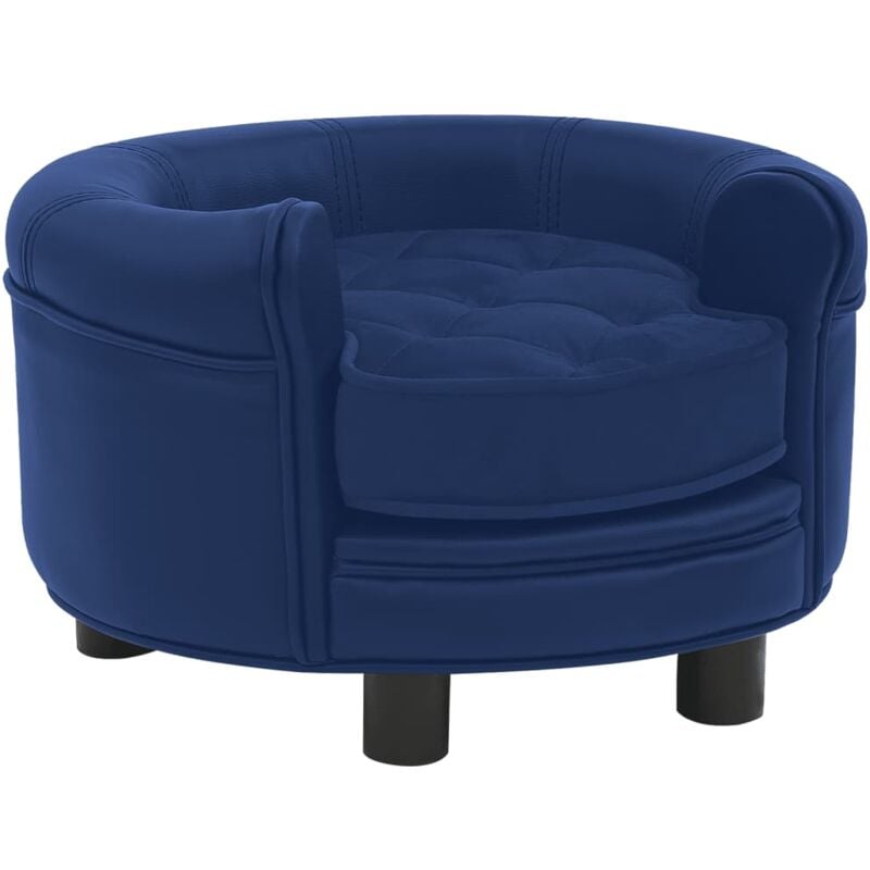 

vidaXL Sofá para perros felpa y cuero sintético azul 48x48x32 cm - Azul