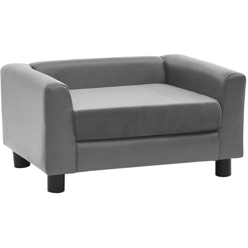 

vidaXL Sofá para perros felpa y cuero sintético gris 60x43x30 cm - Gris