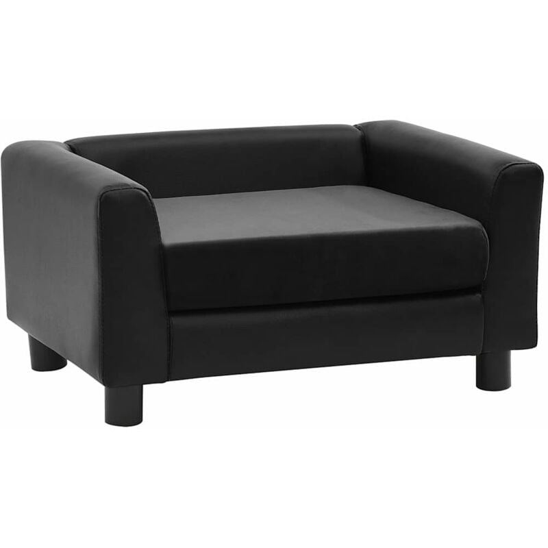 

vidaXL Sofá para perros felpa y cuero sintético negro 60x43x30 cm - Negro