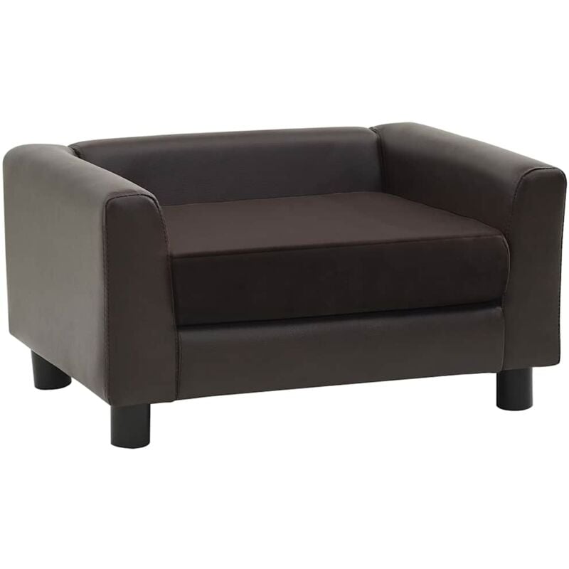 

vidaXL Sofá para perros felpa y cuero sintético marrón 60x43x30 cm - Marrón
