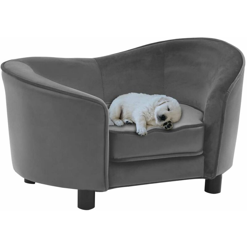 

Sofa para perros felpa y cuero sintetico gris 69x49x40 cm