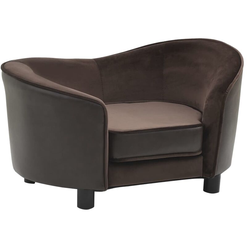 

vidaXL Sofá para perros felpa y cuero sintético marrón 69x49x40 cm - Marrón