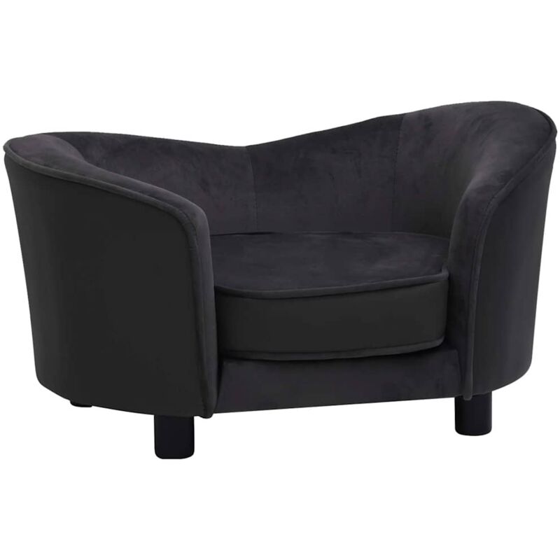 

vidaXL Sofá para perros felpa y cuero sintético negro 69x49x40 cm - Negro