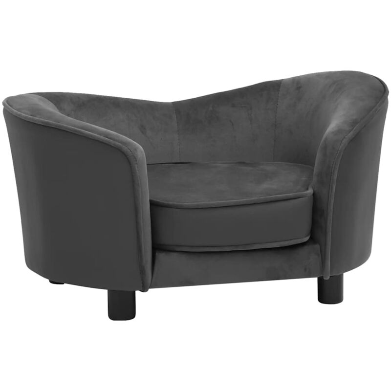 

vidaXL Sofá para perros felpa y cuero sintético gris oscuro 69x49x40 cm - Gris