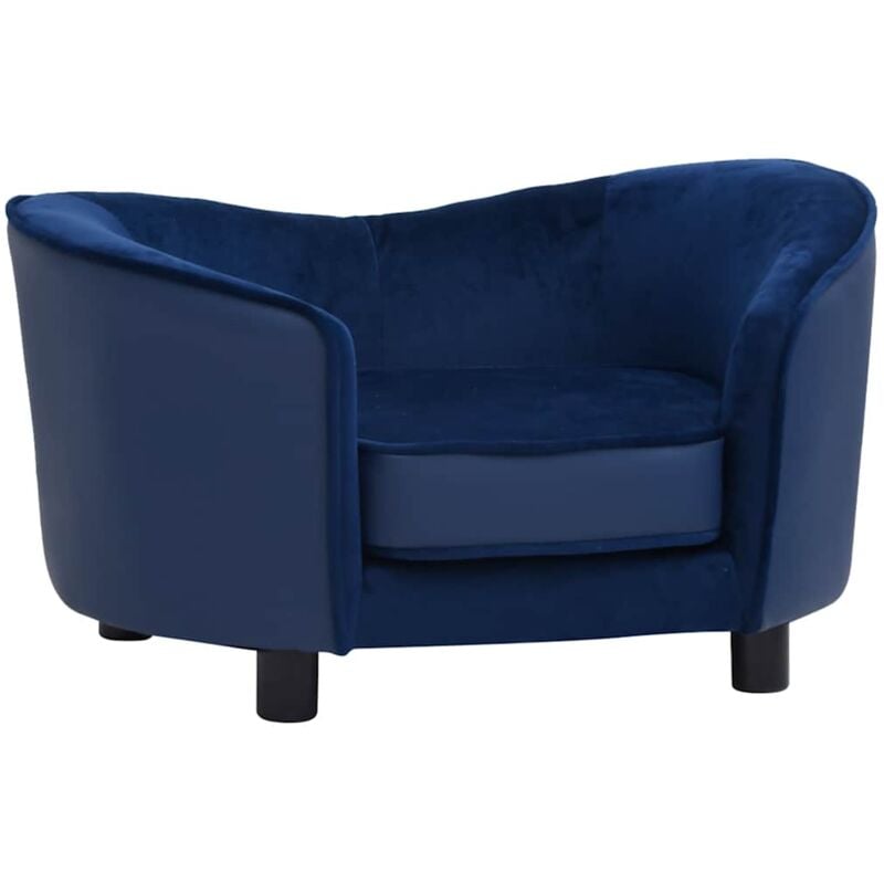 

vidaXL Sofá para perros felpa y cuero sintético azul 69x49x40 cm - Azul