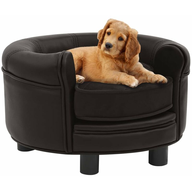 

Sofa para perros felpa y cuero sintetico marron 48x48x32 cm