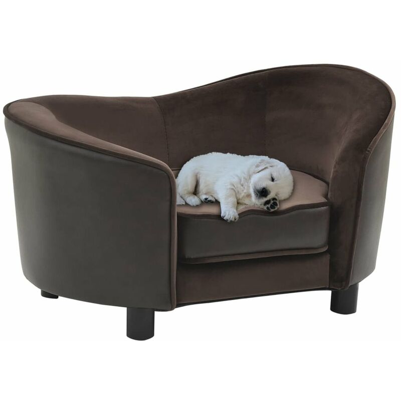 

Sofa para perros felpa y cuero sintetico marron 69x49x40 cm
