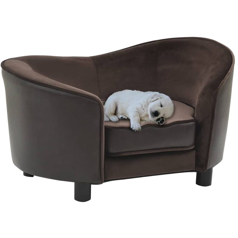 

BHD - Sofá para perros felpa y cuero sintético marrón 69x49x40 cm
