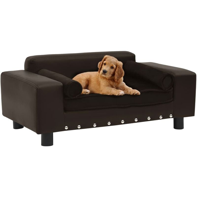 

BHD - Sofá para perros felpa y cuero sintético marrón 81x43x31 cm