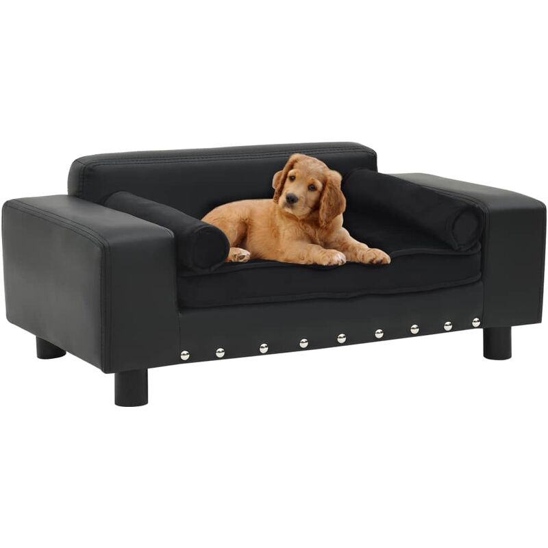 

BHD - Sofá para perros felpa y cuero sintético negra 81x43x31 cm