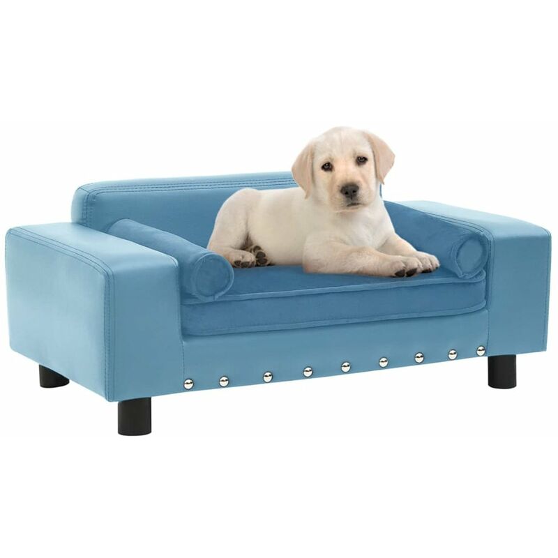 

Sofa para perros felpa y cuero sintetico turquesa 81x43x31 cm