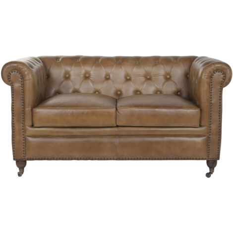 Sofa Piel 148X80X76 2 Plazas Cuero Envejecido