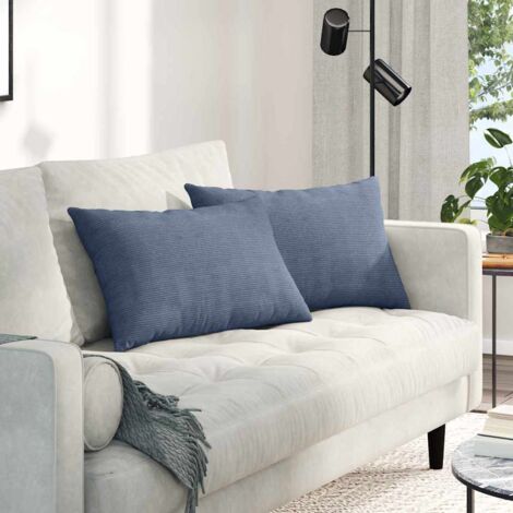 Sofa Pillows 2 pcs Blue 60 x 40 cm Corduroy Fabric vidaXL