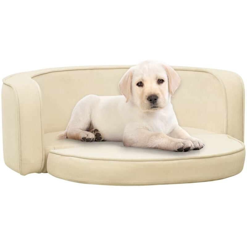 

Sofá plegable para perros cojín lavable felpa crema 73x67x26 cm