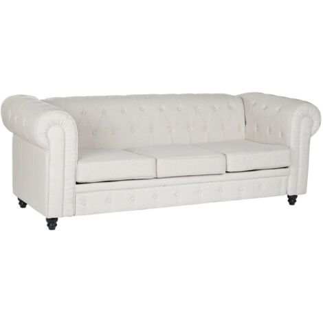Sofa Poliester Madera 209X84X76 Crema