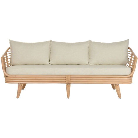 Sofa Ratan Poliester 200X78X76 Natural