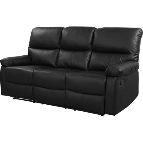 Sofá reclinable 3 plazas "Lincoln" - Color negro