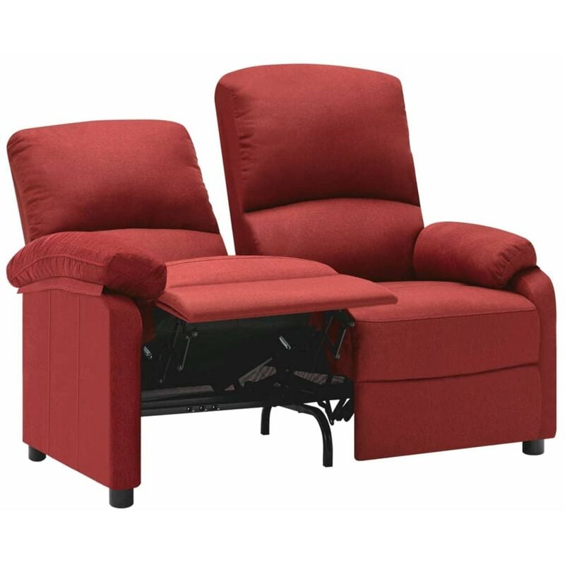

Sofa reclinable de 2 plazas de tela color vino tinto