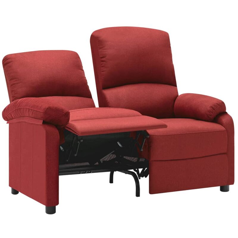 

Sofá reclinable de 2 plazas de tela color vino tinto