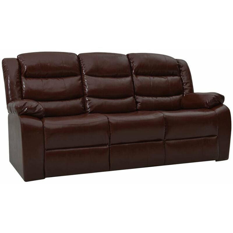 

Sofa reclinable de 3 plazas cuero sintetico marron