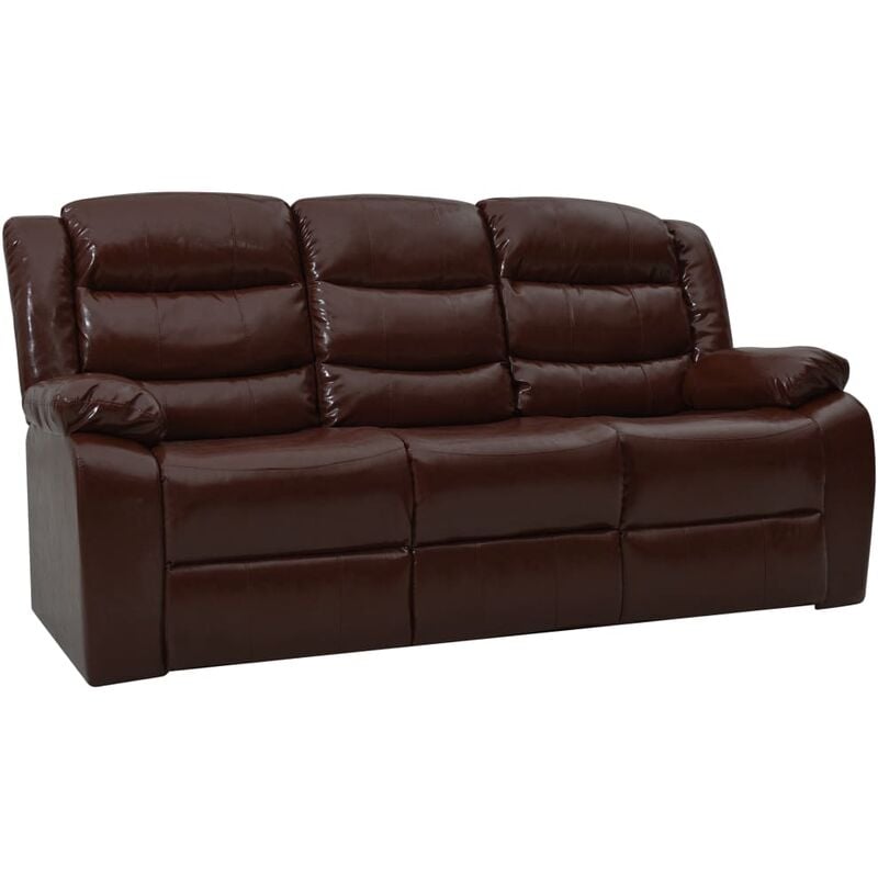 

Sofá reclinable de 3 plazas cuero sintético marrón