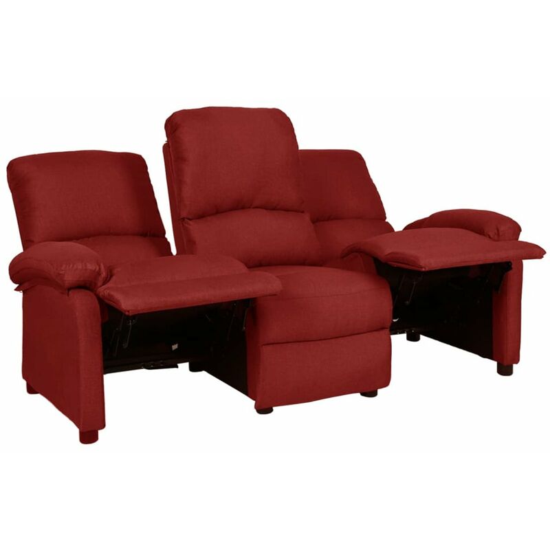 

Sofa reclinable de 3 plazas de tela color vino tinto