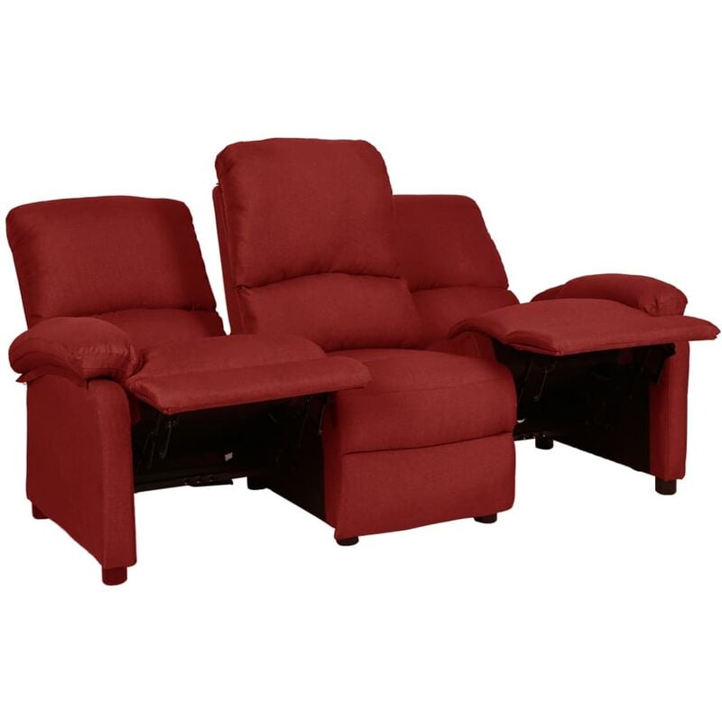 

Sofá reclinable de 3 plazas de tela color vino tinto