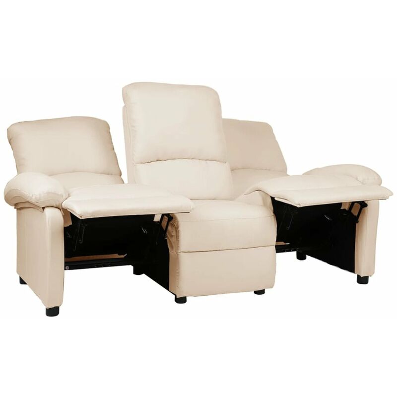 

Sofa reclinable de 3 plazas de tela crema