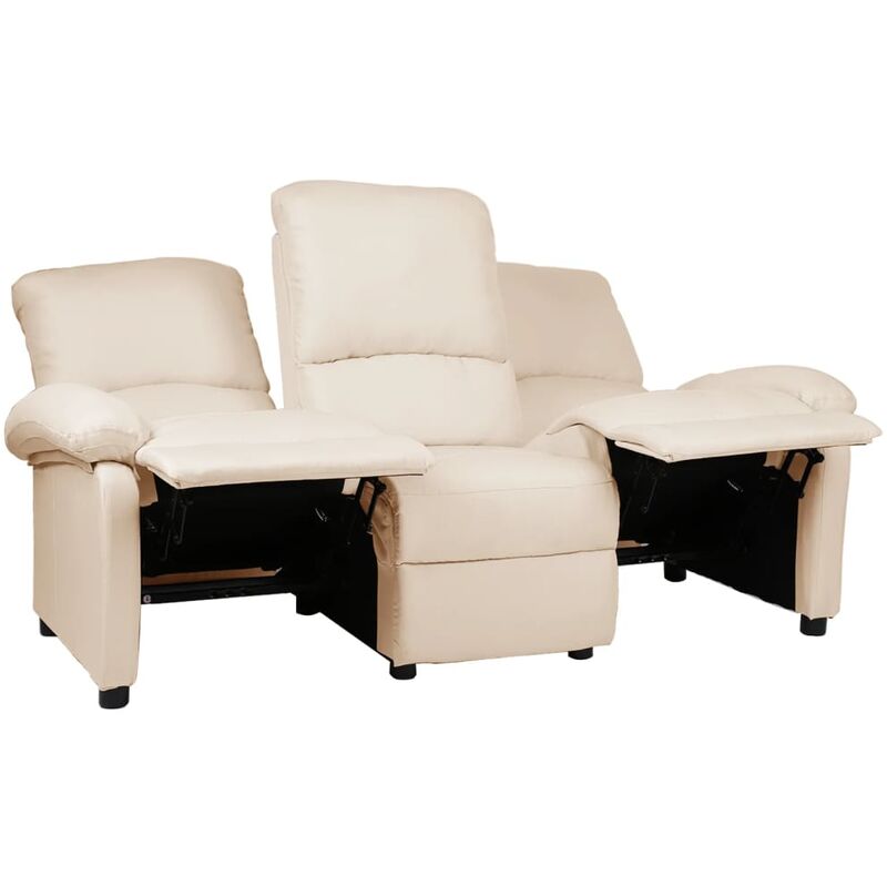 

Sofá reclinable de 3 plazas de tela crema