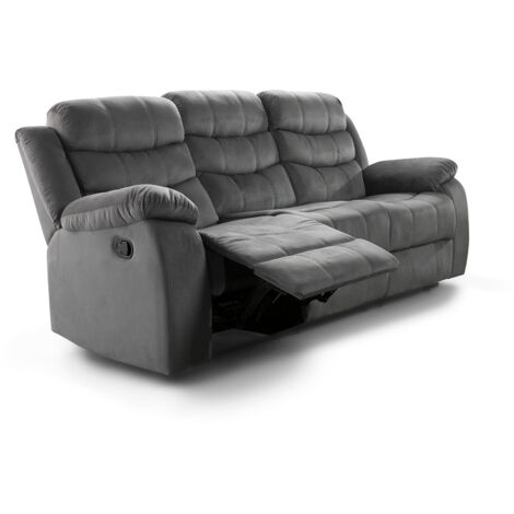 Sofa Reclinable Manual Houston 3 Plazas Gris