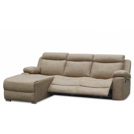 Sofá relax eléctrico con chaiselongue derecho Nellie 3 plazas Cemento (ancho) x 102cm (alto)