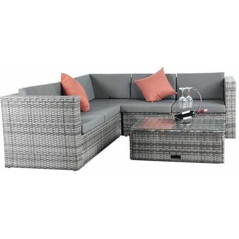 Sofa Rinconera de Ratan PE. Modelo XS-MS007-1, Muebles de Jardin y Terraza