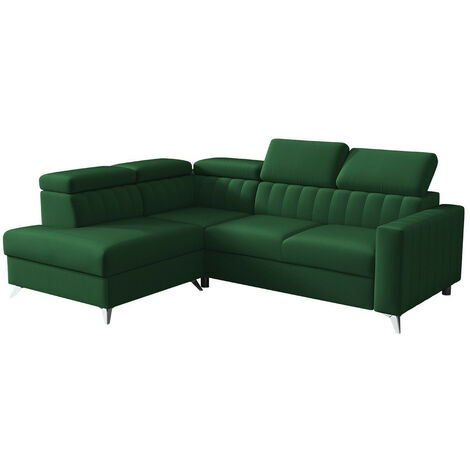Sofá rinconero Columbus 202, Velutto 10, Función de descanso, Caja de ropa de cama, 249x195x80cm