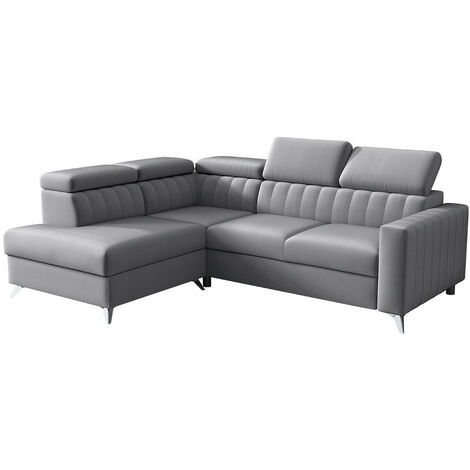 Sofá rinconero Columbus 202, Velutto 16, Función de descanso, Caja de ropa de cama, 249x195x80cm