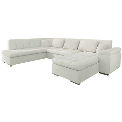Sofá rinconero Comfivo 170, Boucle Baloo 2073, Función de descanso, Almacenaje, 348x205x76cm, 0