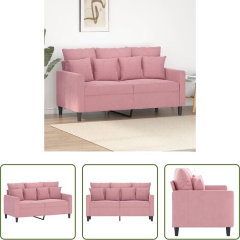 Sofá rosa -  Sofá de 2 plazas terciopelo rosa 120 cm