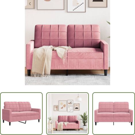 Sofá rosa -  Sofá de 2 plazas terciopelo rosa 120 cm