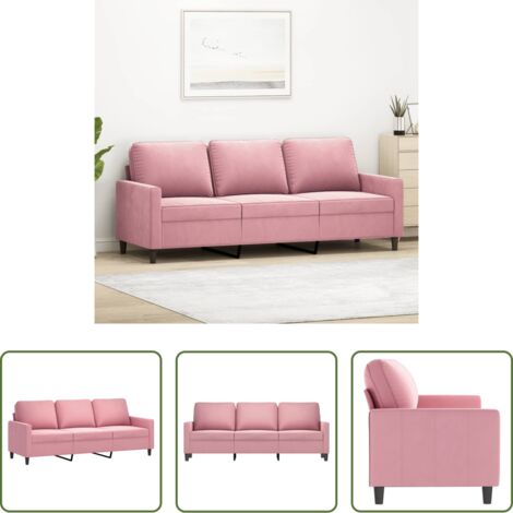Sofá rosa -  Sofá de 3 plazas terciopelo rosa 180 cm