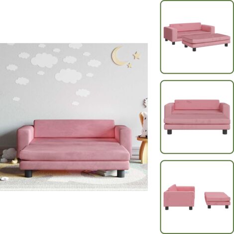 Sofá rosa - vidaXL Sofá para niños con reposapiés terciopelo rosa 100x50x30 cm - Sofá terciopelo