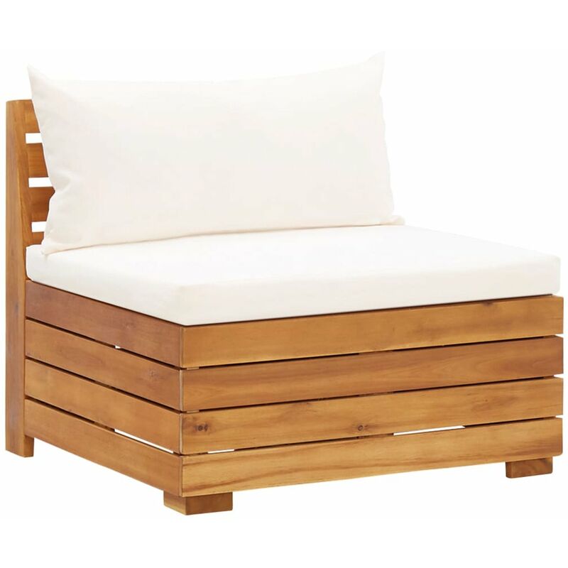 

Happyshopping - Sofa seccional central 1 pza con cojines madera maciza acacia