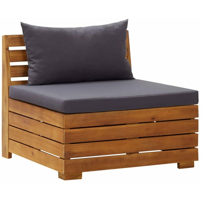 

Happyshopping - Sofa seccional central 1 pza con cojines madera maciza acacia