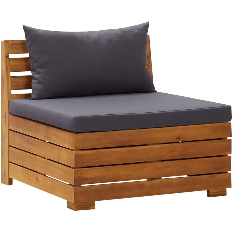 

Sofá seccional central 1 pza con cojines madera maciza acacia